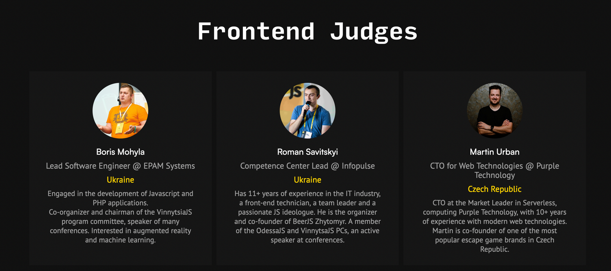 Martin Urban participated as a Judge at DEV CHALLENGE XIX